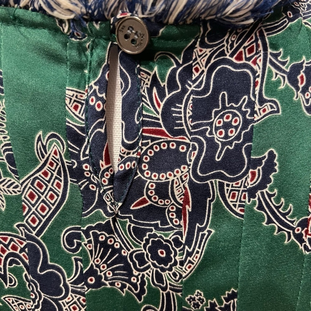 Sea‎ New York Silk Blend Sleeveless Blouse Green Paisley Frayed Neckline Sz 2 - Picture 6 of 14